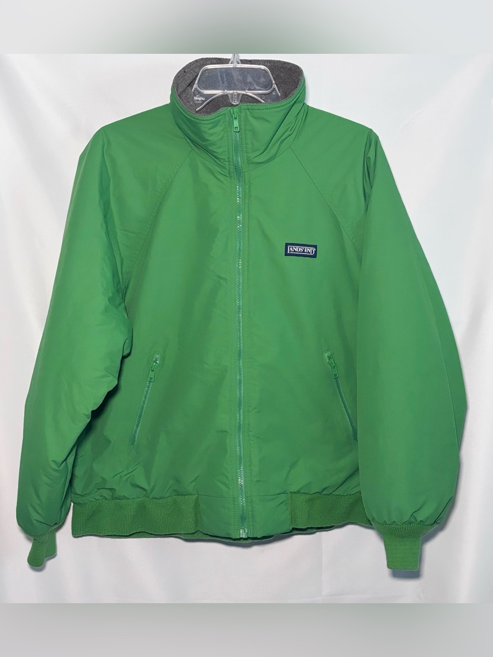 Lands End Kids Green Polartec Fleeced Lined Full Zip Insulated Nylon Jacket/Coat